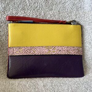 Yellow & Purple | Luca Leather and Hair on Hide Wristlet Crossbody